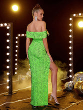 ADYCE Plunging Neckline Backless High Waist Sequined Dress With Twist Rope And Zipper For Party